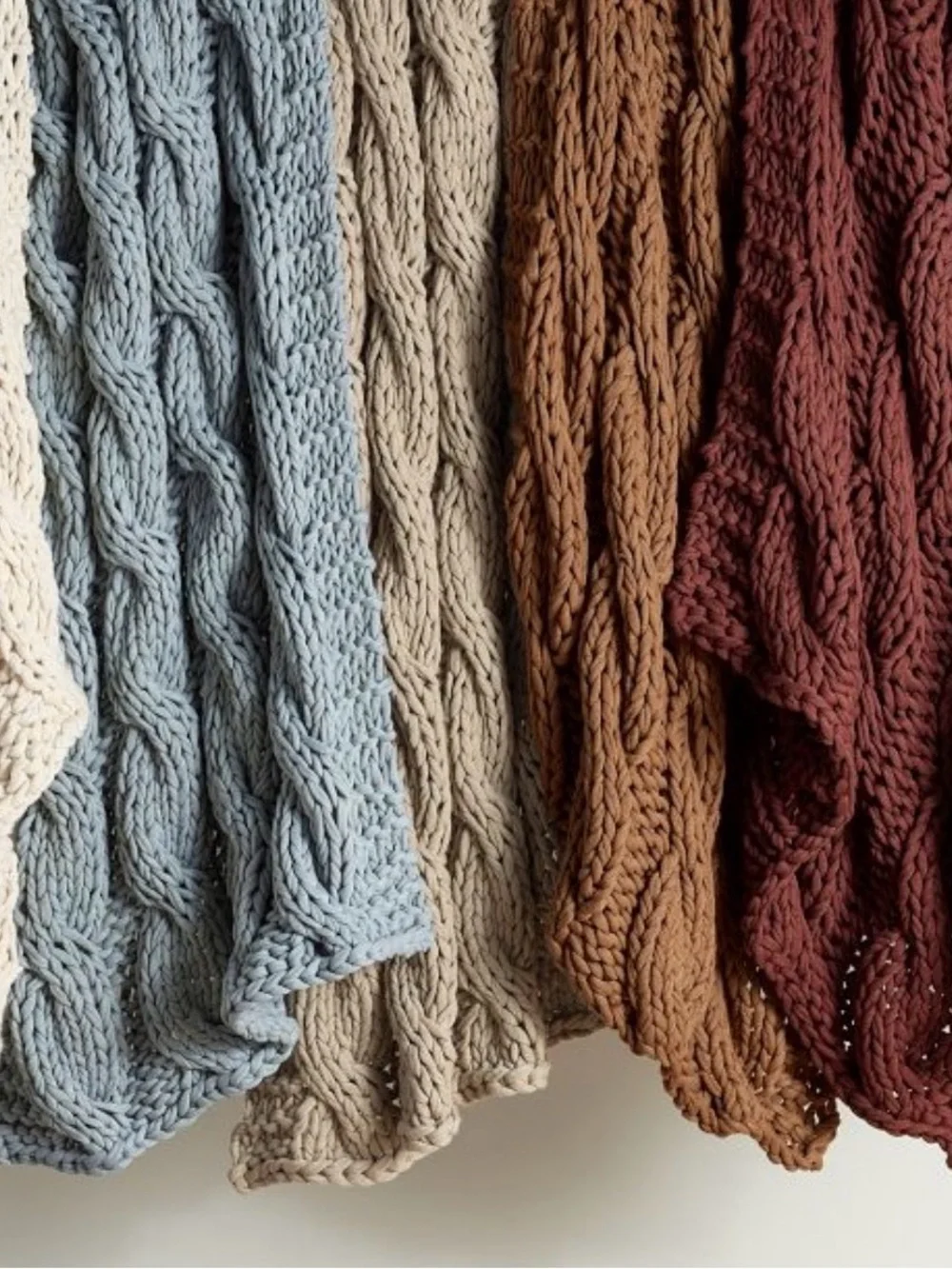 Pottery Barn Chunky Knit Throw Blanket - Light Blue